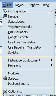 Abiword, traitement de texte : le menu options