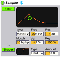 Les filtres de Ableton Sampler