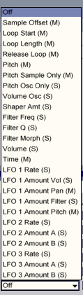 Les destinations de modulation de Ableton Sampler