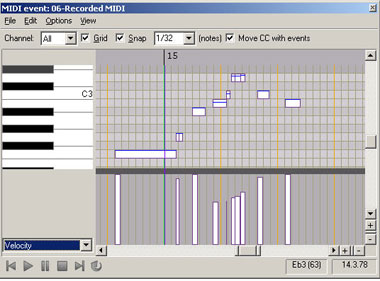 rouleau de piano dans Reaper